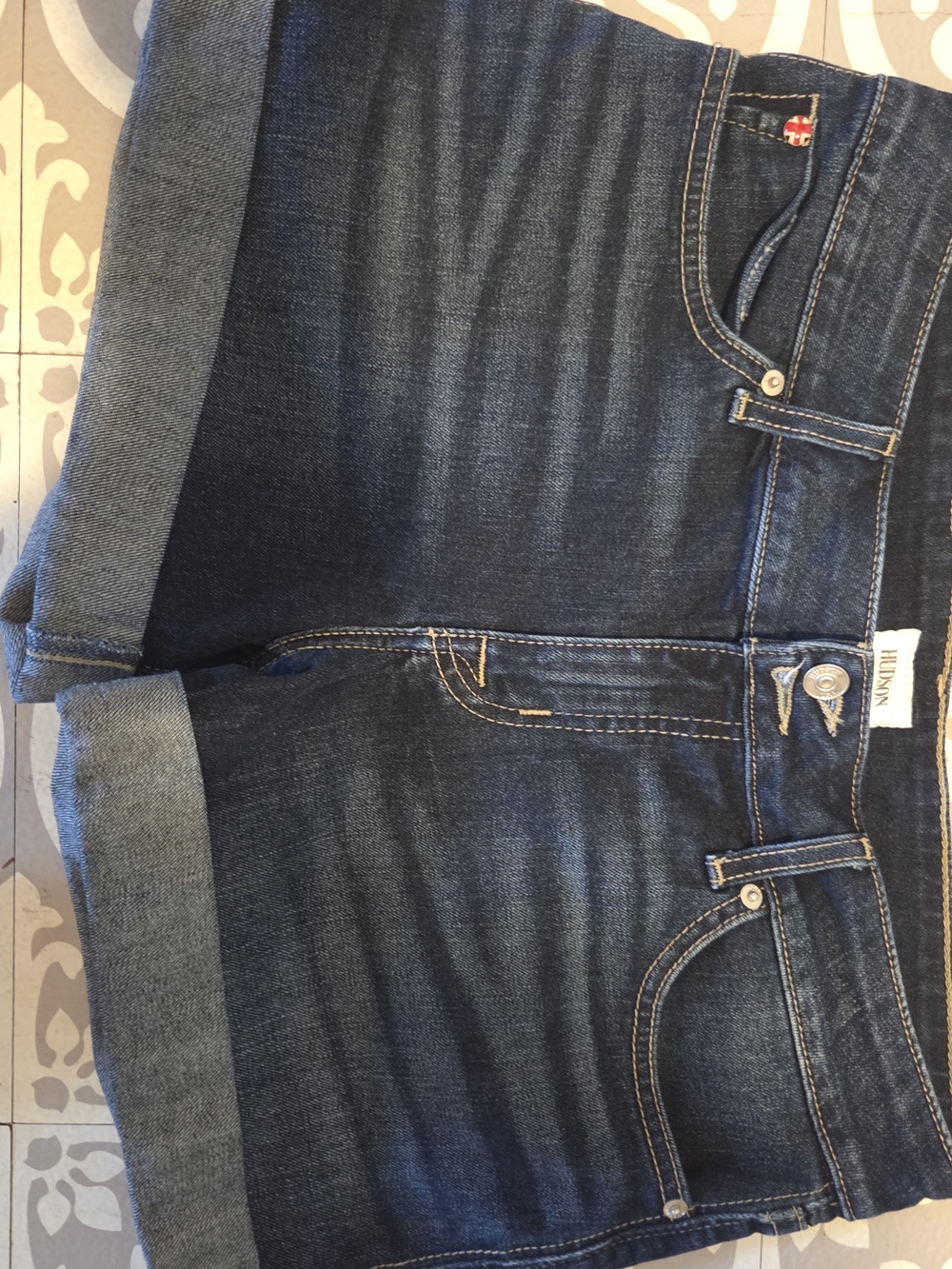 Hudson Jeans Women's Dark Blue Denim Cuffed Shorts